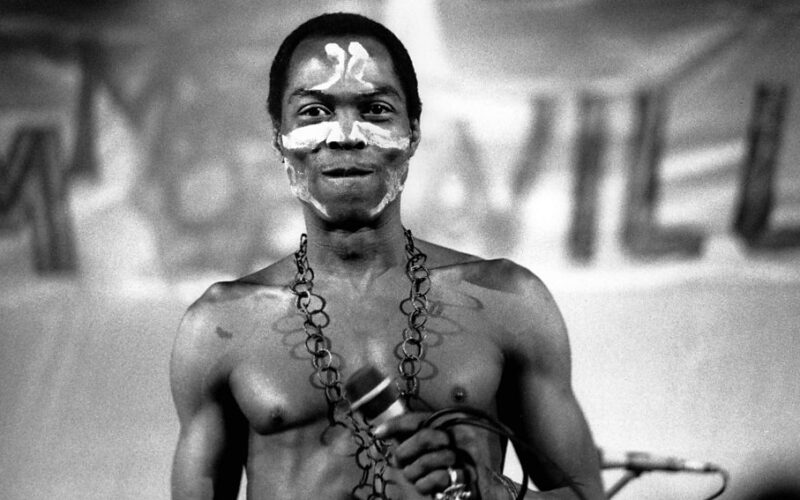 Fela Kuti at The Academy, Brixton, London in 1983 | Photo by David Corio/Redferns